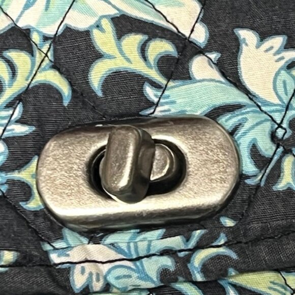 Lemon Hill Quilted Adjustable Cotton Shoulder Bag - Black/Blue/Green Floral - Picture 12 of 12